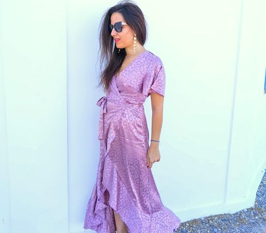 Leopard print satin dress